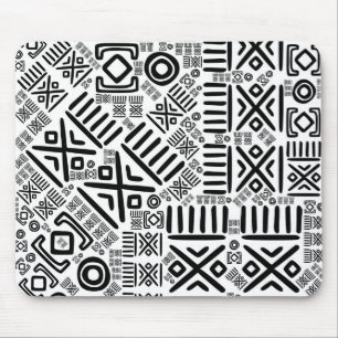 Ethnic African Pattern- Black and White #8 Mouse Pad