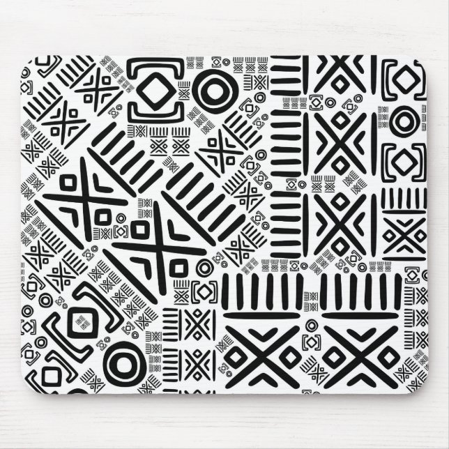 Ethnic African Pattern- Black and White #8 Mouse Pad (Front)