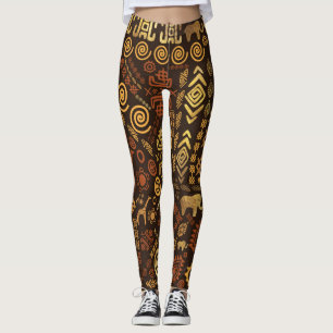 Ethnic African Pattern- browns and golds #12 Leggings