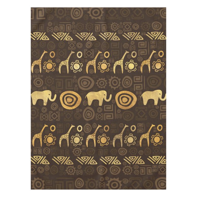 Ethnic African Pattern- browns and golds #1 Tablecloth (Front)