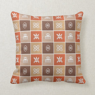Ethnic African pattern with Adinkra simbols Cushion