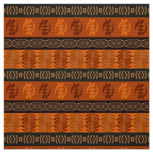 Ethnic African pattern with Adinkra simbols Fabric