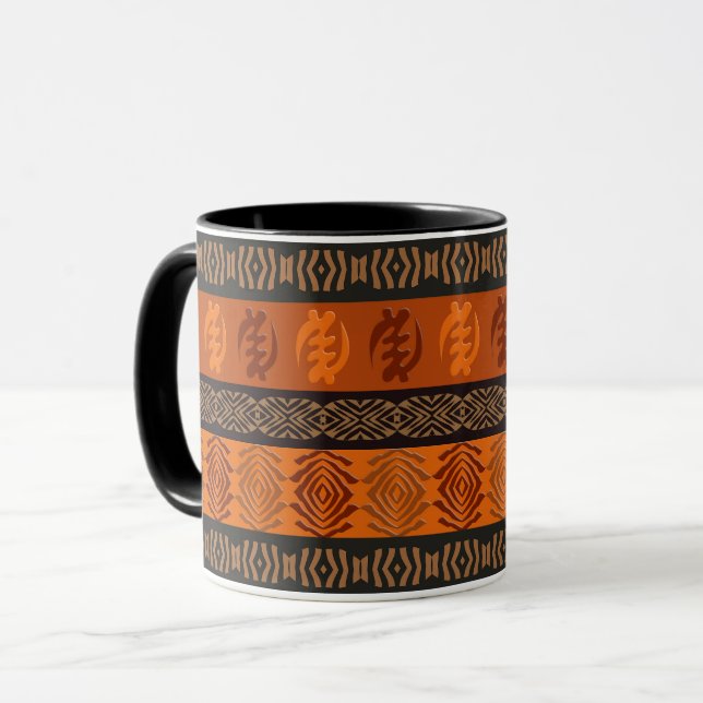 Ethnic African pattern with Adinkra simbols Mug (Front Left)