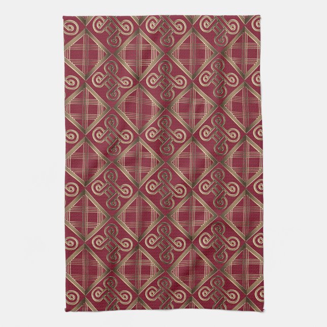 Ethnic African pattern with Adinkra simbols Tea Towel (Vertical)