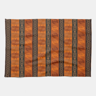 Ethnic African pattern with Adinkra simbols Tea Towel