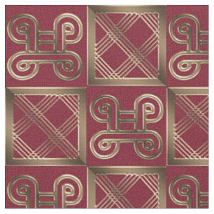 Ethnic African pattern with Adinkra symbols Fabric