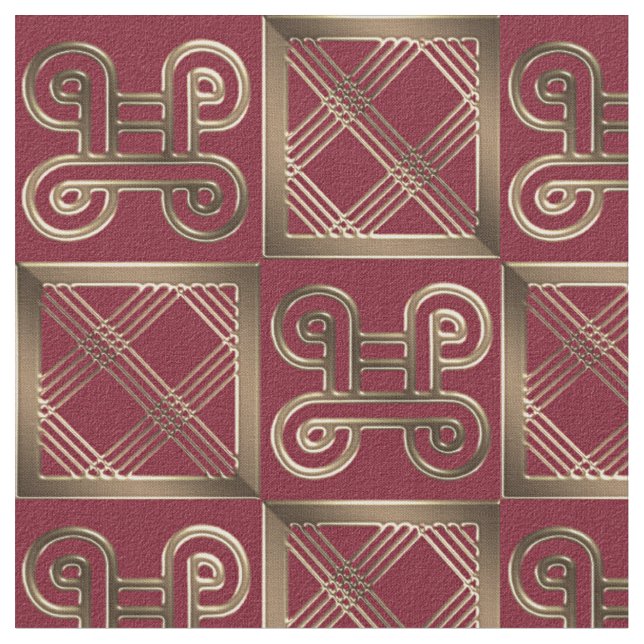 Ethnic African pattern with Adinkra symbols Fabric (Close Up)