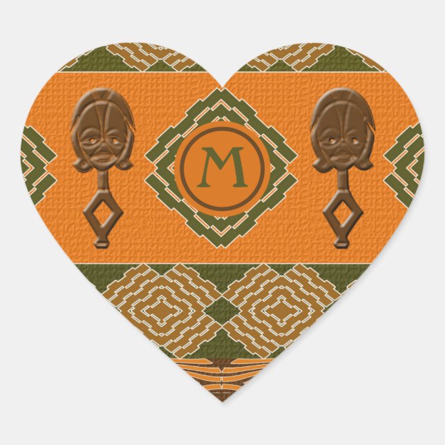 ethnic african striped tribal pattern. heart stick sticker (Front)