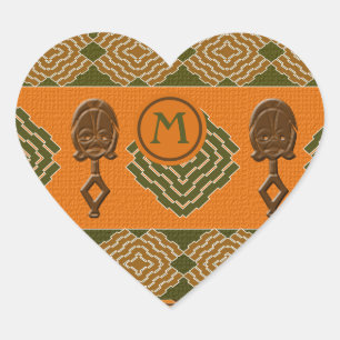 ethnic african striped tribal pattern. heart stick sticker