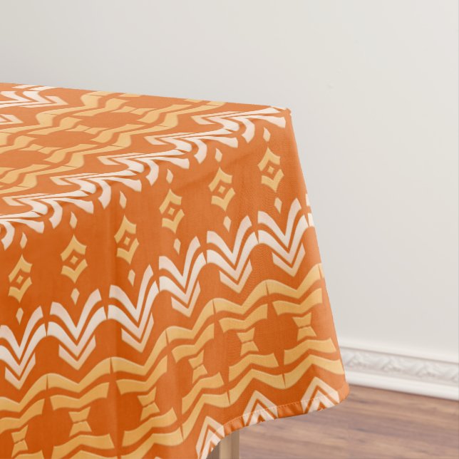 Ethnic African tribal geometric orange pattern Tablecloth (In Situ)