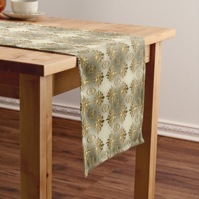 Ethnic african tribal geometric  pattern short tab table runner (In Situ)
