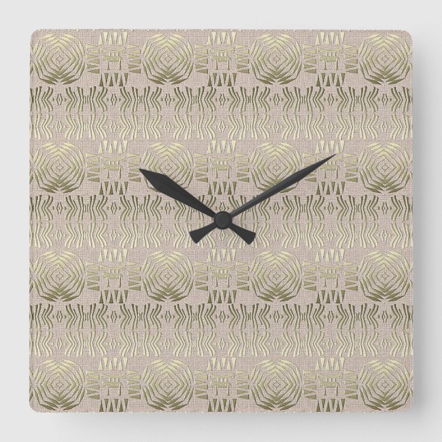 ethnic African tribal gold pattern. Square Wall Clock (Front)