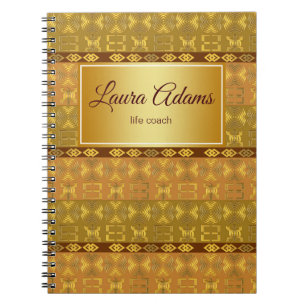 Ethnic african  tribal pattern. Adinkra simbols. Notebook