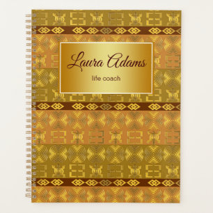 Ethnic african tribal pattern. Adinkra simbols. Planner