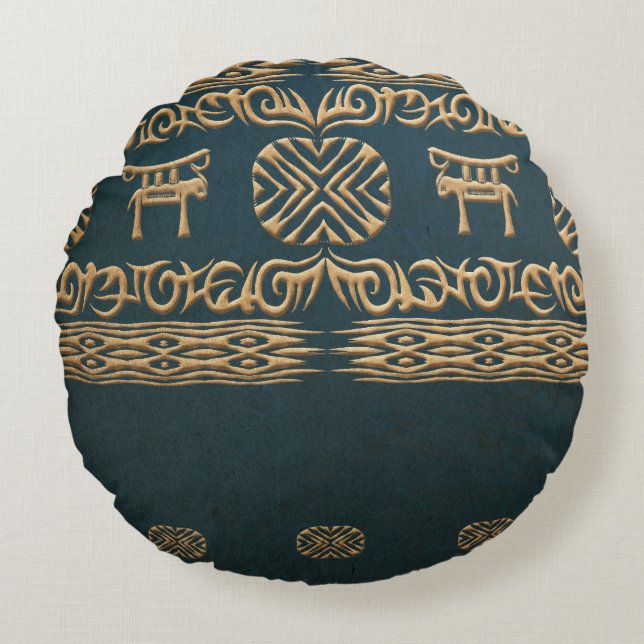 Ethnic african tribal pattern. round cushion (Front)