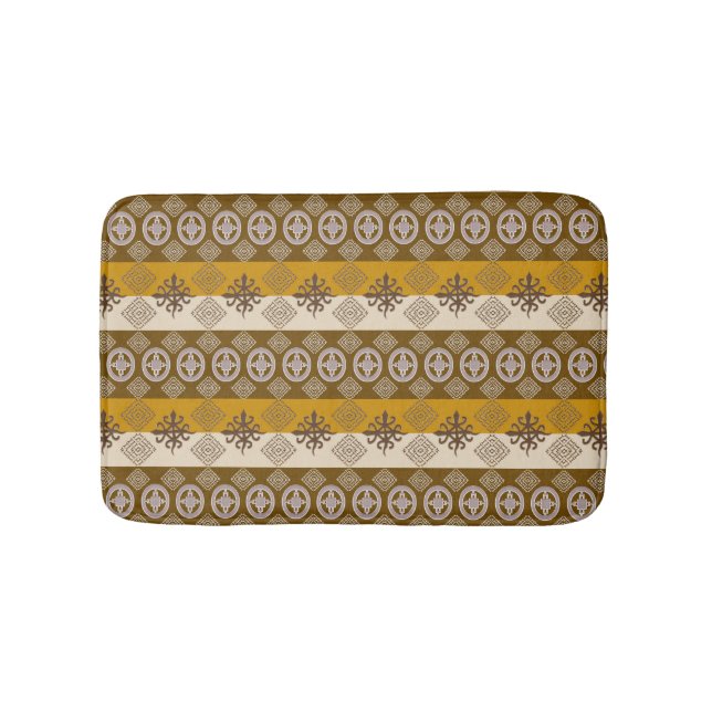 ethnic african tribal pattern with Adinkra simbols Bath Mat (Front)