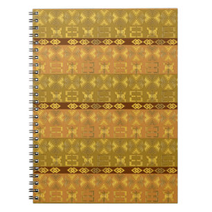 ethnic african tribal pattern with Adinkra simbols Spiral Notebook