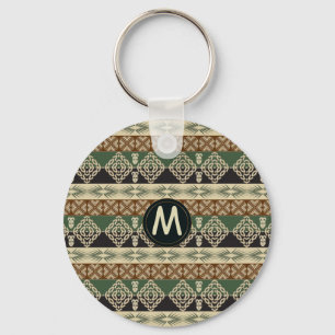 Ethnic african tribal striped pattern.monogram. key ring