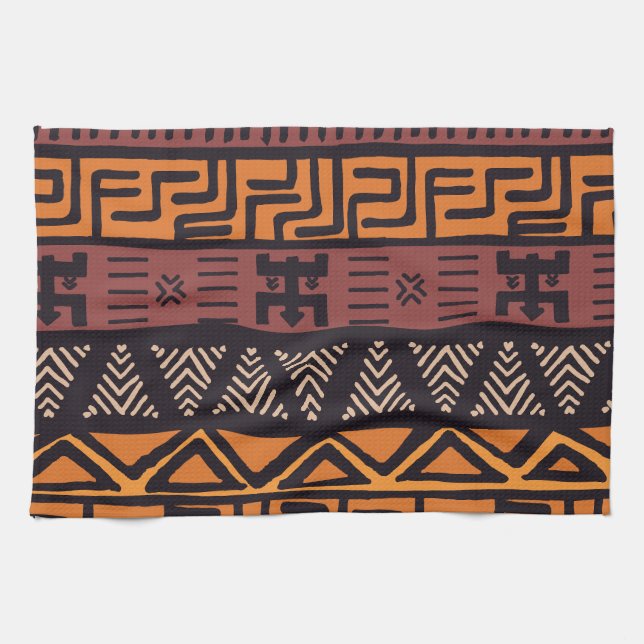 Ethnic African Vibes In Bohemian Style Tea Towel (Horizontal)