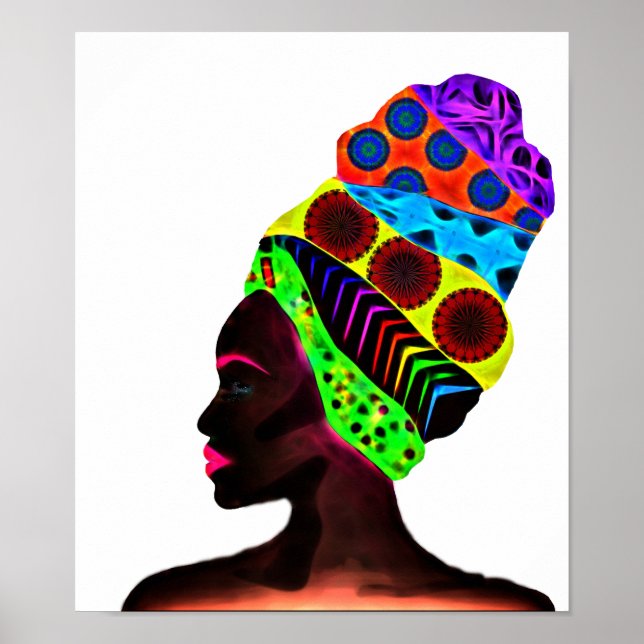 Ethnic African woman with a colourful turban Poster (Front)