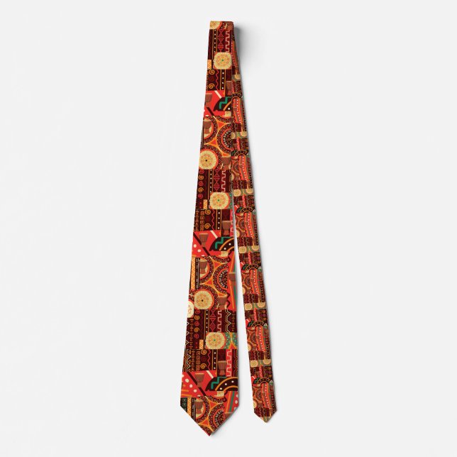 Ethnic Afrocentric Kente Tribal Pattern  Tie (Front)