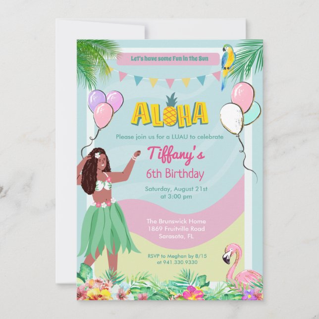 Ethnic Aloha Luau Tropical Birthday Invitation (Front)