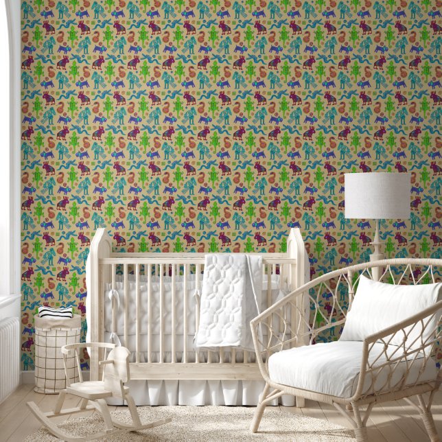 Ethnic animal pattern - asian aztec africans 1 wallpaper (Kids)