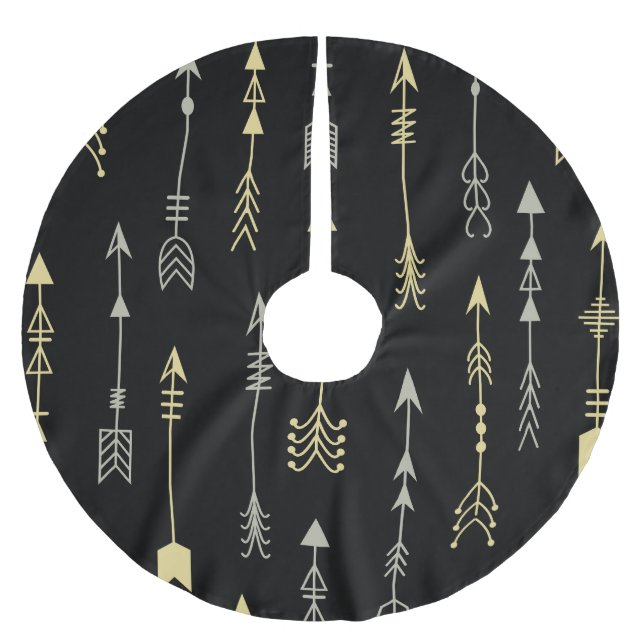 Ethnic Arrow: Seamless Pattern Design Brushed Polyester Tree Skirt (Front)