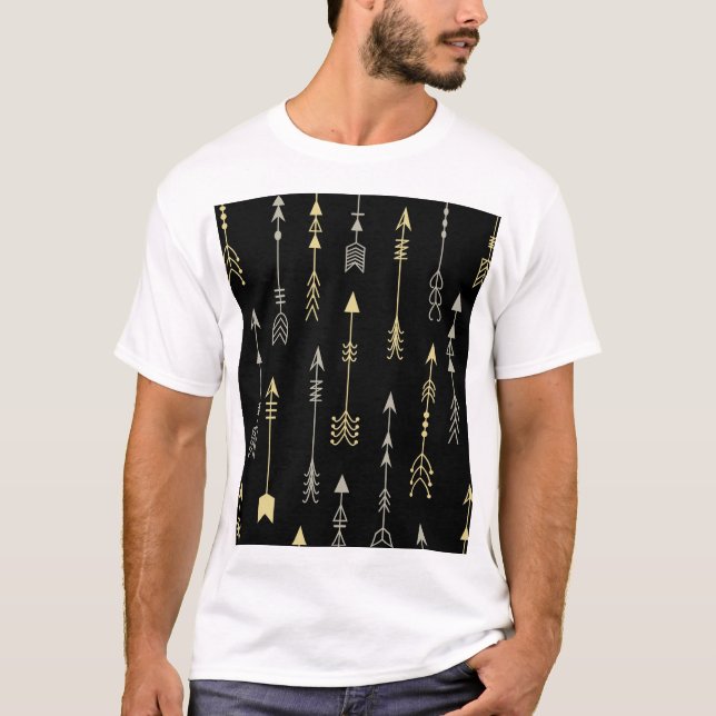 Ethnic Arrow: Seamless Pattern Design T-Shirt (Front)