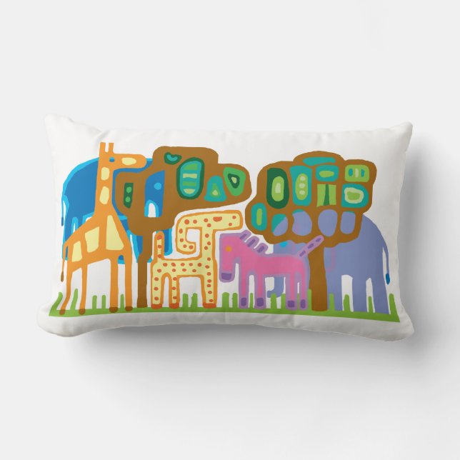 Ethnic art African animals Lumbar Cushion (Front)