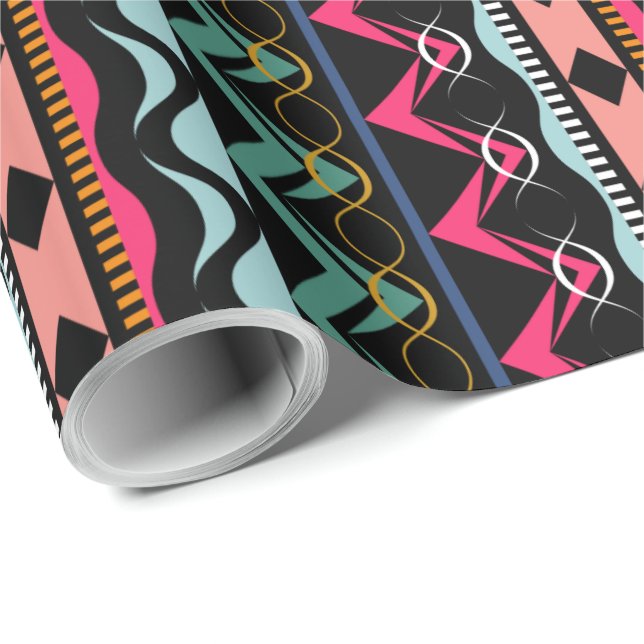 Ethnic Aztec Tribal  Bright Colourful Pattern Wrapping Paper (Roll Corner)