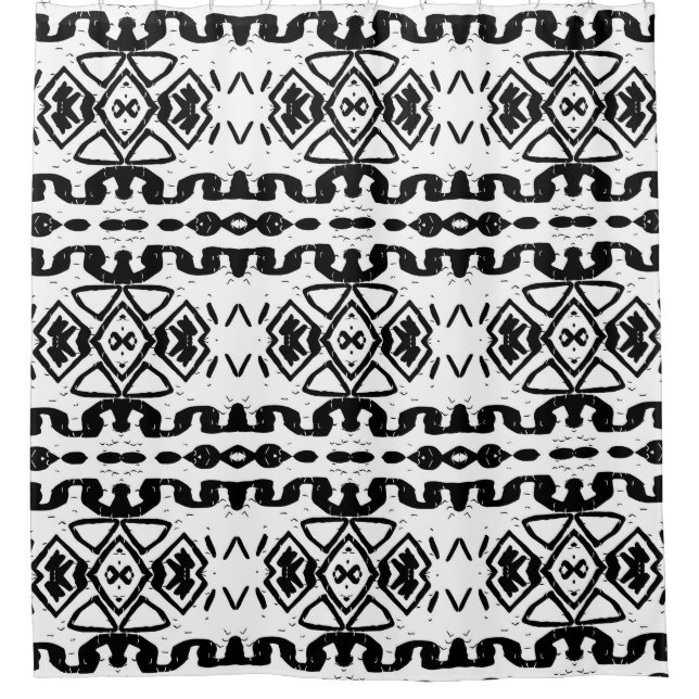 Ethnic Aztec, Vintage Striped Pattern. Shower Curtain (Front)