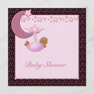 Ethnic Baby Girl Moon & Stars Shower Invitation