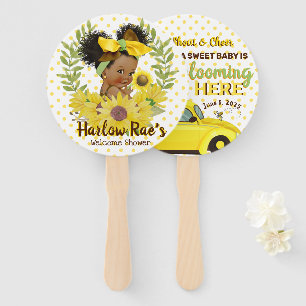 Ethnic Baby Girl   Yellow Sunflower Baby Shower Ha Hand Fan