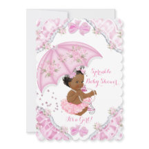 Ethnic Baby Shower Pink Umbrella Girl Flowers