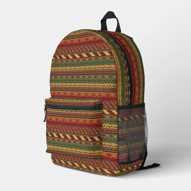 Ethnic background printed backpack (Back Corner Right)