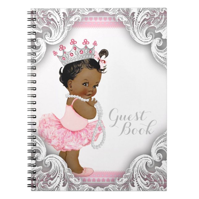 Ethnic Ballerina Princess Baby Shower Guest Book (Front)