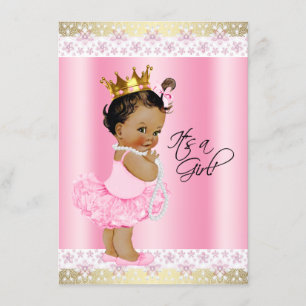 Ethnic Ballerina Tutu Pearl Baby Girl Shower Invitation