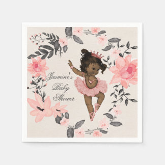 Ethnic Ballerina Watercolor Wreath Baby Shower Napkin