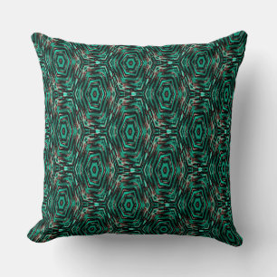 Ethnic, black and turquoise . cushion