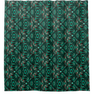 Ethnic, black and turquoise . shower curtain