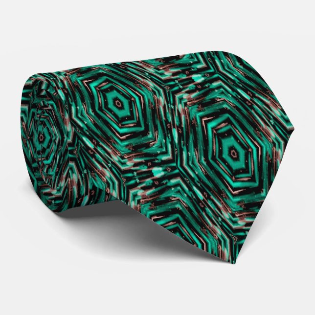 Ethnic, black and turquoise . tie (Rolled)