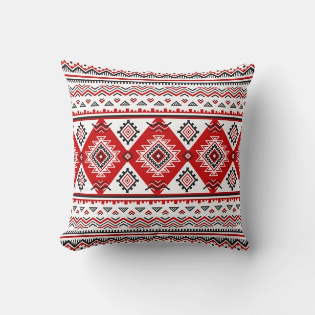 Ethnic black white red, Ukrainian motifs. Cushion (Front)