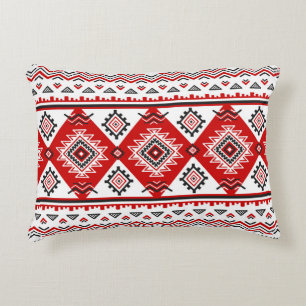 Ethnic black white red, Ukrainian motifs. Decorative Cushion