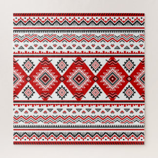 Ethnic black white red, Ukrainian motifs. Jigsaw Puzzle