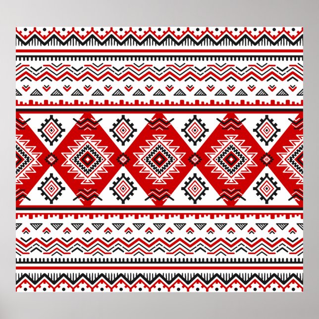 Ethnic black white red, Ukrainian motifs. Poster (Front)
