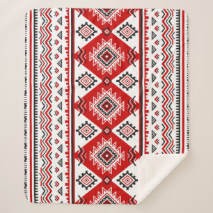 Ethnic black white red, Ukrainian motifs. Sherpa Blanket