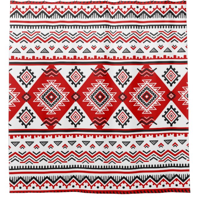 Ethnic black white red, Ukrainian motifs. Shower Curtain (Front)