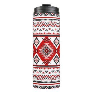 Ethnic black white red, Ukrainian motifs. Thermal Tumbler