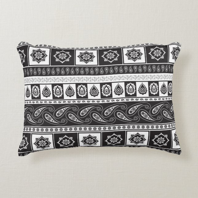 Ethnic Black White: Timeless Pattern Decorative Cushion (Front)